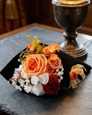 lunivalove Turuncu/Somon Tonlu Siyah Külah Luniva "Velours Cone" Kadife Külah Koleksiyonu