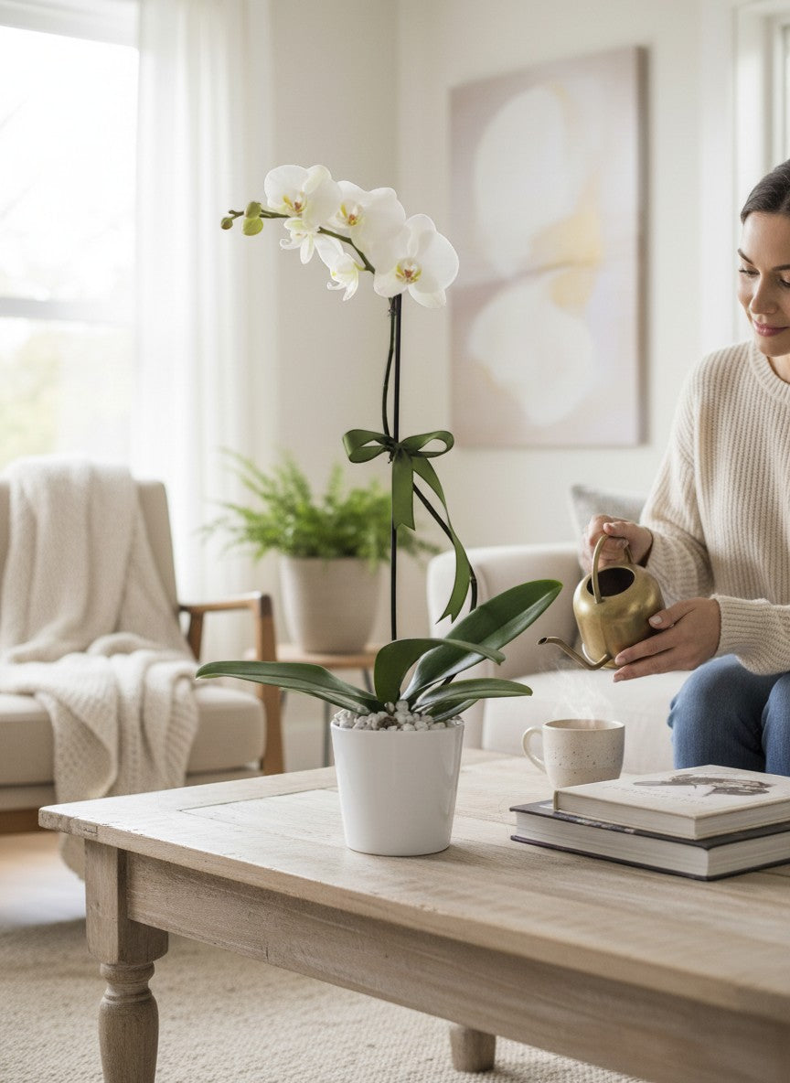 Tek Dal Beyaz Orkide Pure White