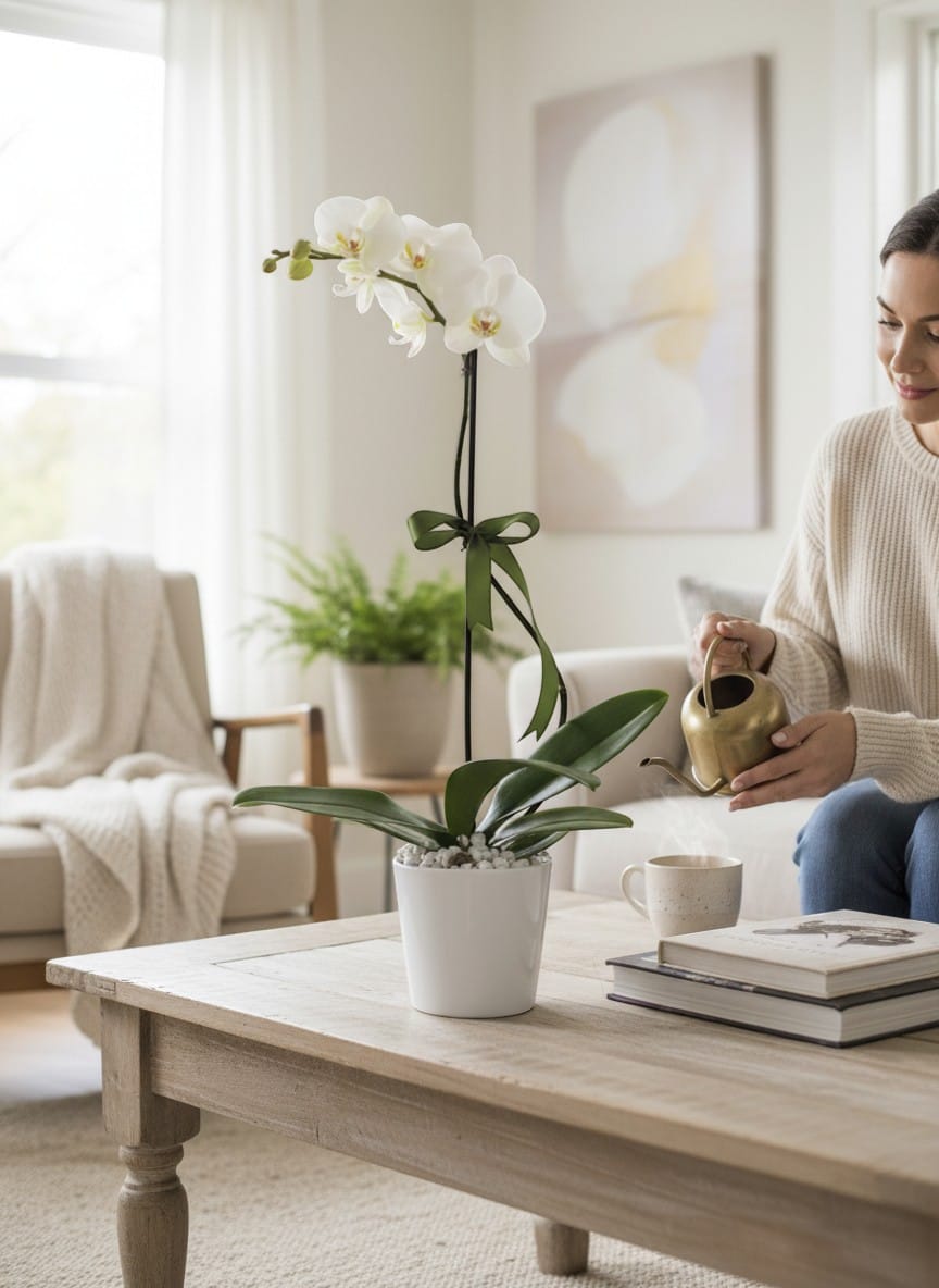 Luniva Çiçek Tek Dal Beyaz Orkide Pure White