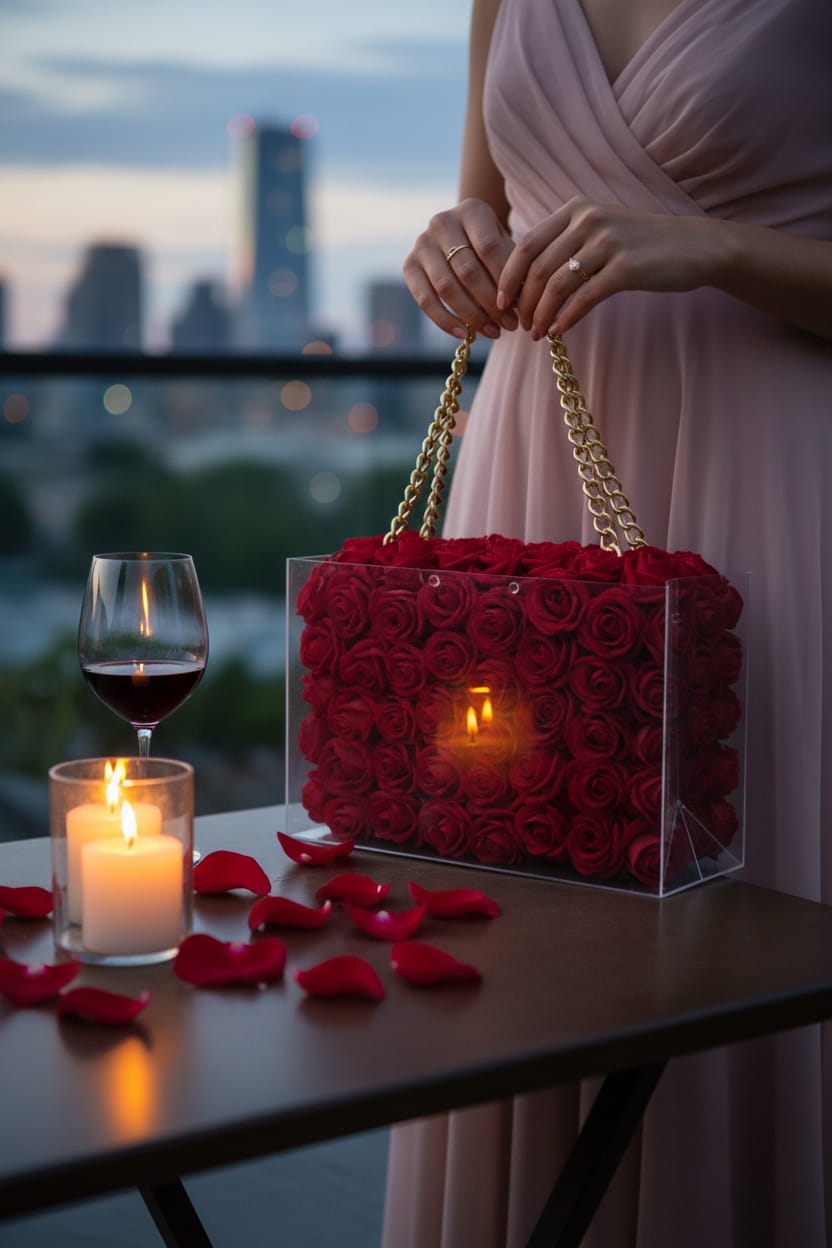 lunivalove Crimson Luxury – Özel Tasarım Gül Çanta