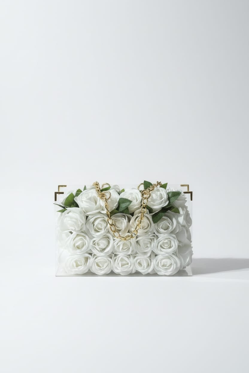 lunivalove Pure Elegance – Beyaz Gül Çanta Tasarımı